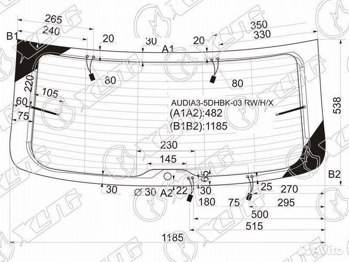 Стекло заднее с обогревом audi A3 /S3 5D HBK 03-12