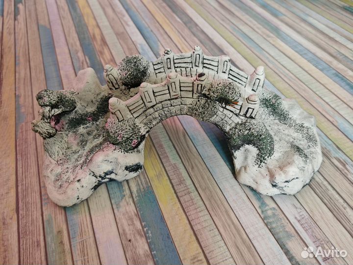 Украшения в аквариум мостик керамический