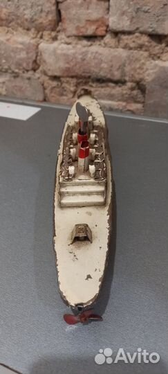 Игрушки СССР Корабль металл заводной