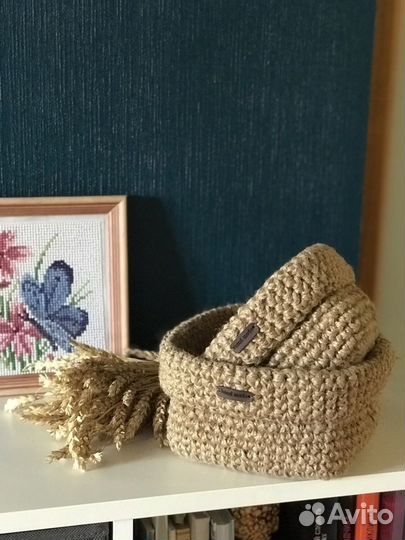 Вязанные корзинки