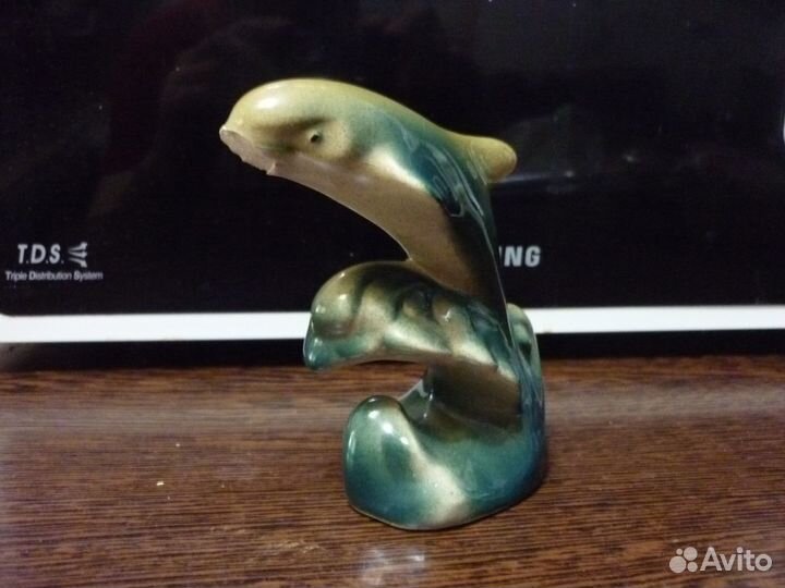 Фигурка Дельфин, СССР керамика, б/у, 10 см