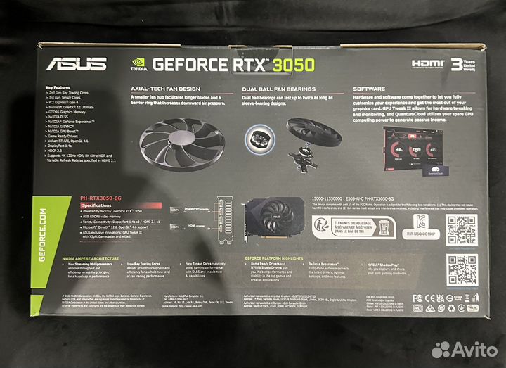 Видеокарта asus Phoenix RTX3050 8GB