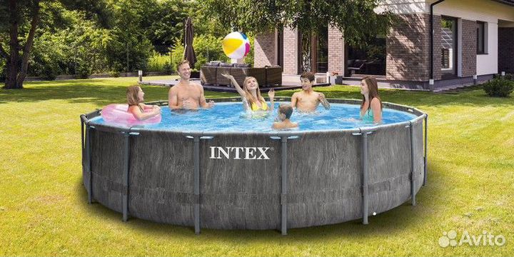 Каркасный бассейн Intex Grey Wood 549х122 см
