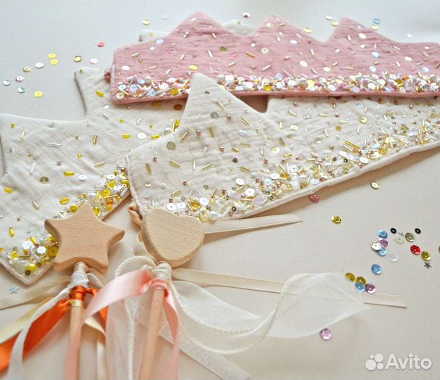 Набор текстильная корона и волшебная палочка