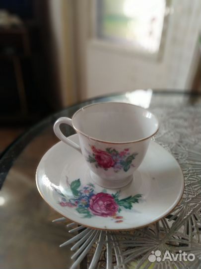 Чашка с блюдцем костяной фарфор
