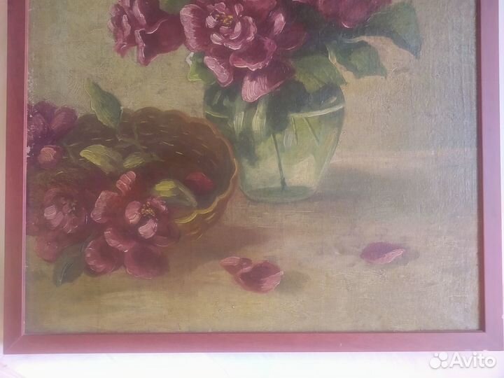 Картины Пионы Цветы Масло Рама Холст