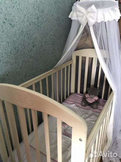 Детская кроватка с балдахином и марац