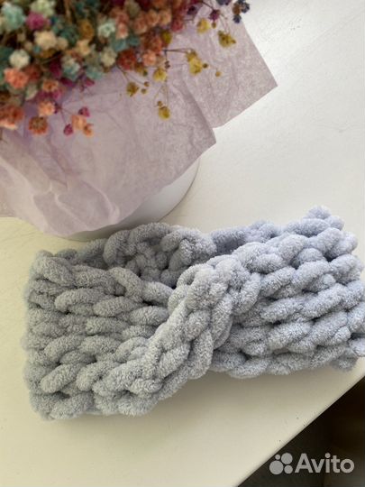 Повязка на голову вязаная детская женская