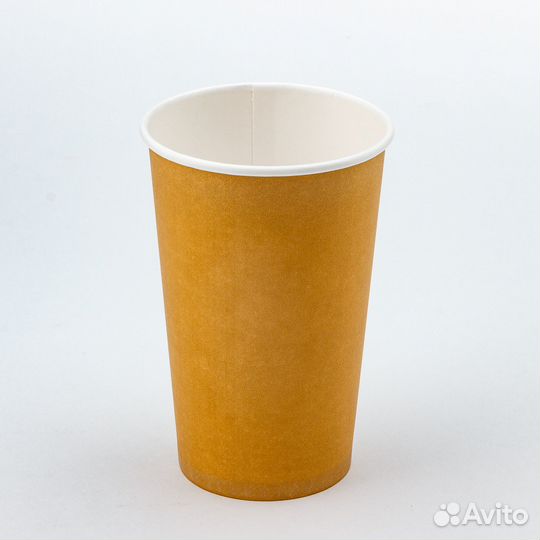 Стакан картонный 400мл 1-сл. крафт (коричневый) d