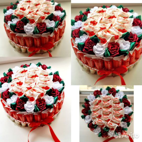 Торты из конфет и роз