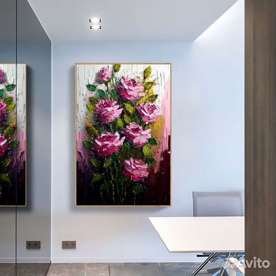 Картина маслом на холсте розы