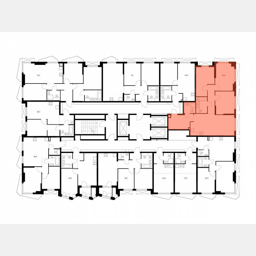 3-к. квартира, 83,6 м², 20/23 эт.