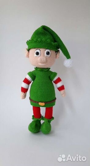 Игрушки вязаные крючком эльф помощник Санты