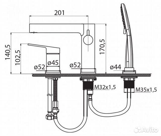 BelBagno DEL-BVD3-nero Смеситель для ва