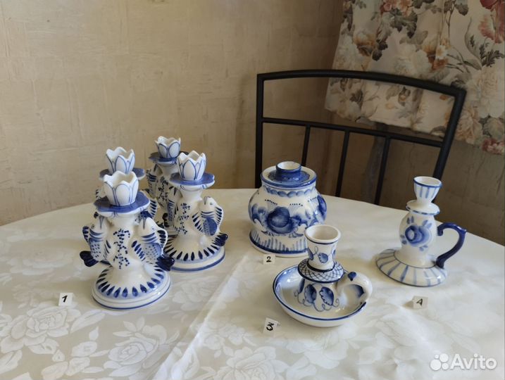 Подсвечники гжель СССР