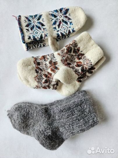 Детские шерстяные носки и варежки 2 - 4 года