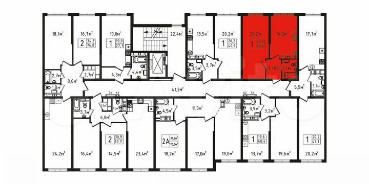 1-к. квартира, 41,6 м², 7/9 эт.