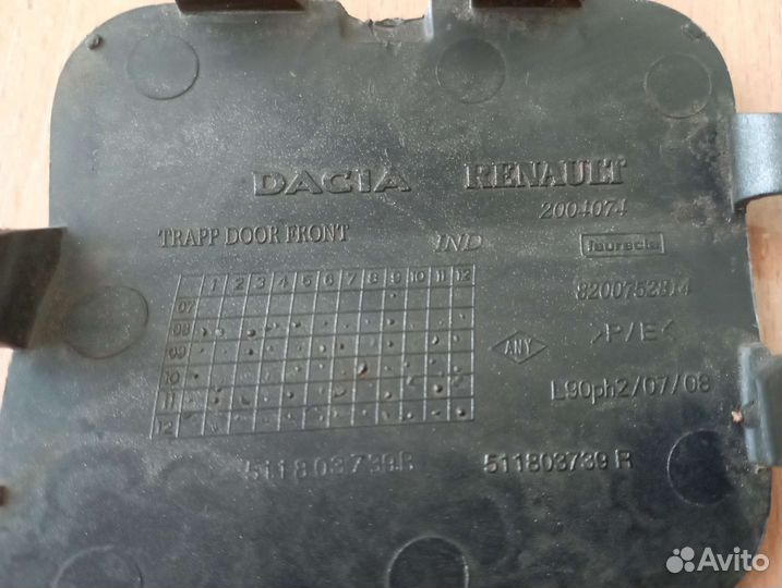 Заглушки бампера рено логан