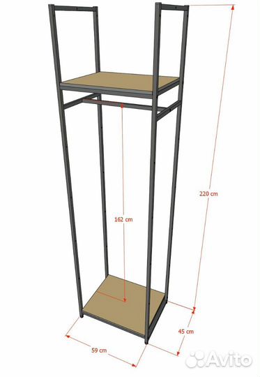 Стеллаж для одежды A2260-02-чч 220х60х45