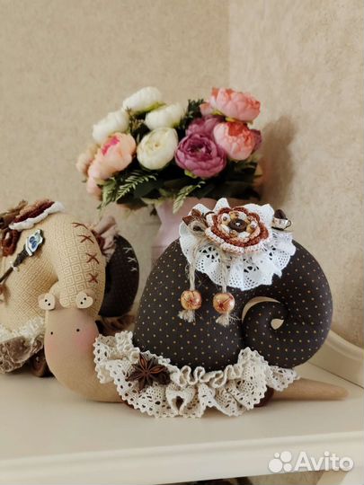 Интерьерная игрушка улитка (тильда)