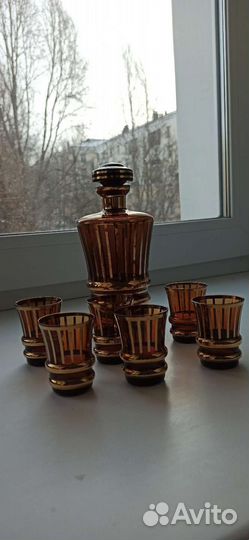 Графин с рюмками богемия