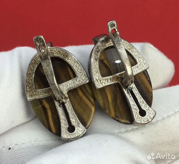 Серьги тигровый глаз винтаж