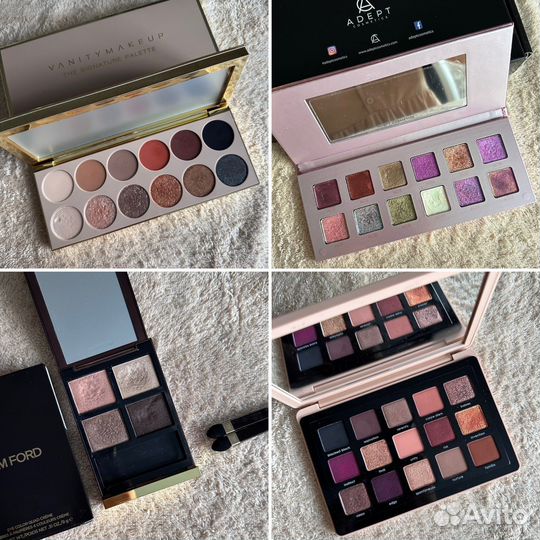 Палетки теней vanity, denona, adept, tom ford