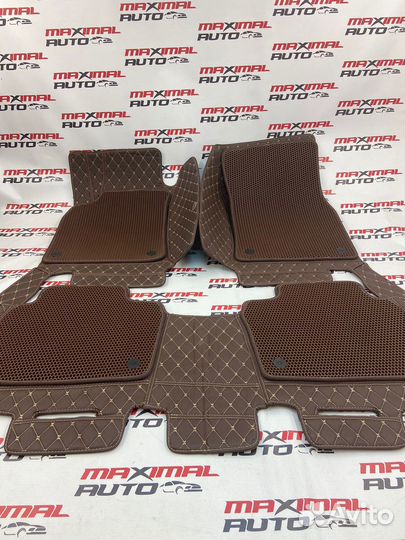 3D Коврики Toyota LC 200 2007 кофейный шов бежевый