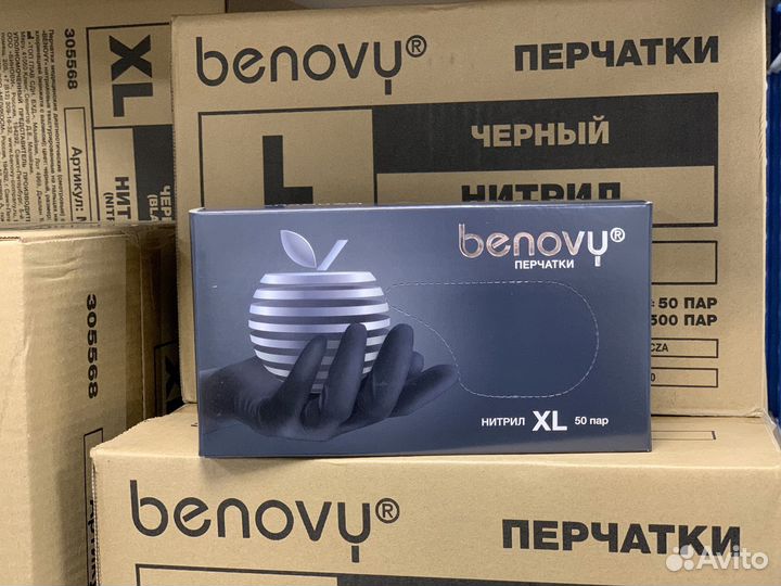 Benovy nitrile перчатки нитриловые Черные доставка