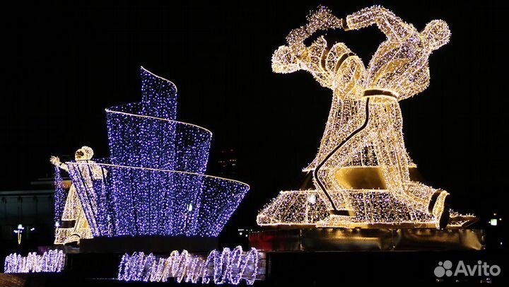 Светодиодные новогодние фигуры большие в наличии