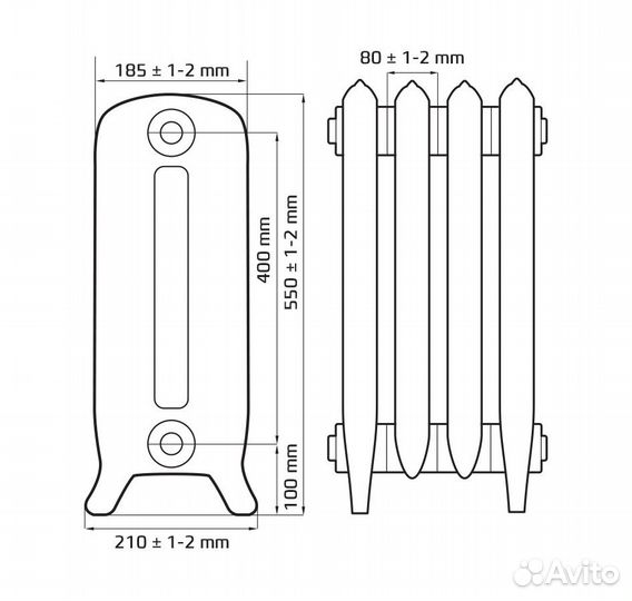 Радиатор чугунный windsbold 400 6 секций WB 400-6s