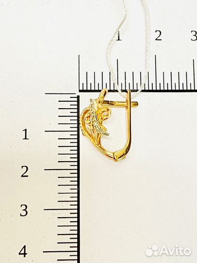 Серьги с природным камнем Золото