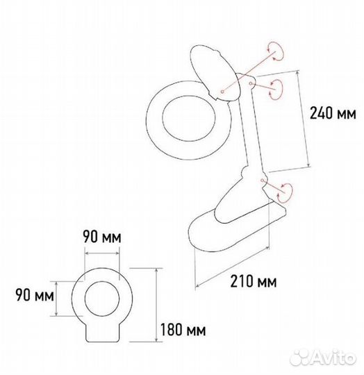 Лупа стационарная с подсветкой rexant 3Д+12Д