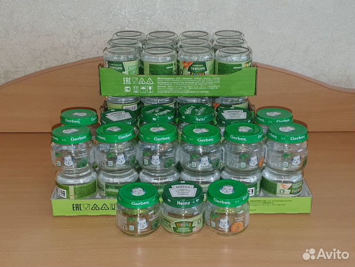 Баночки (детское питание) с крышками + бутылочки