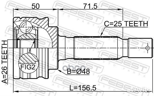 Шрус наружный задний 26x48x25 mitsubishi outlan