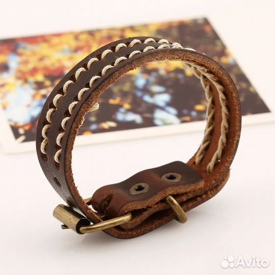 Кожаный браслет в винтажном стиле