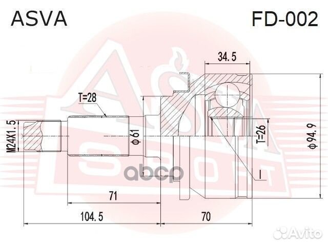 Шрус наружный 26x61x28 FD-002 asva