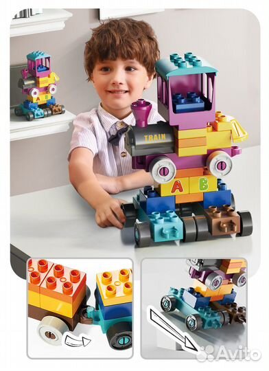 Детский Конструктор паровозик 34 детали