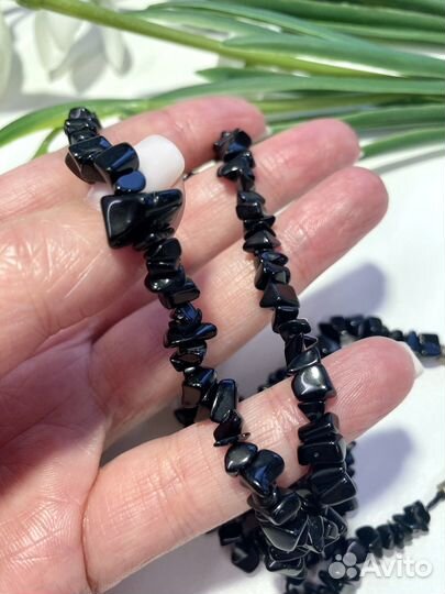 Бусы 60 см обсидиан