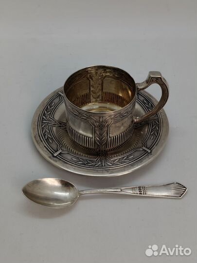Кофейная пара 800 проба серебра Модерн