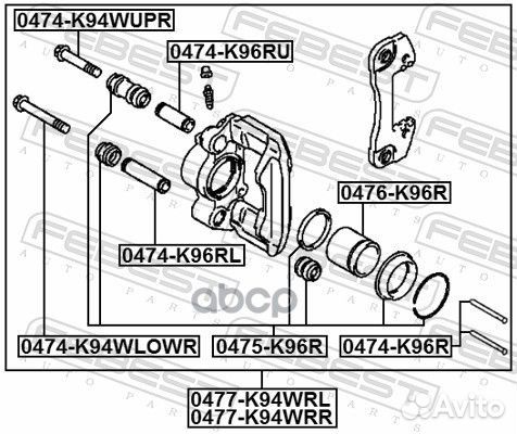 Суппорт тормозной зад прав 0477-K94WRR Febest