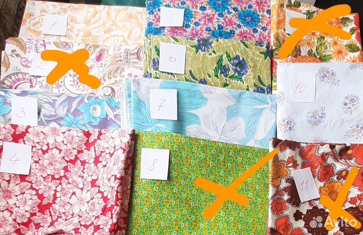 Отрезы тканей ситец, сатин, шитьё