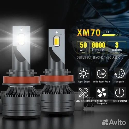 Светодиодные лампы H7-H4 трёхцветный