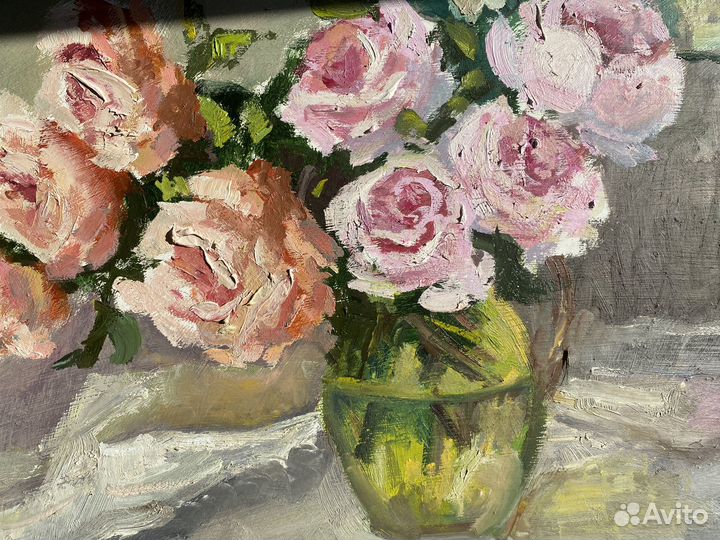 Картина маслом цветы пионы в вазе