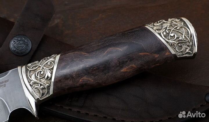 Нож Хаска сталь Р18, рукоять карельская береза кор
