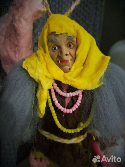 Ручная работа, ватная игрушка на ëлку, баба Яга