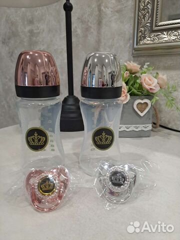 Комплект для ребёнка Бутылочка+пустышка с короной