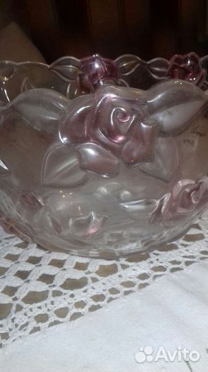 Ваза для фруктов цветное стекло