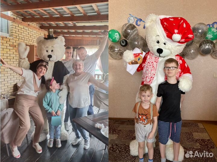 Белый мишка поздравление, ростовые куклы