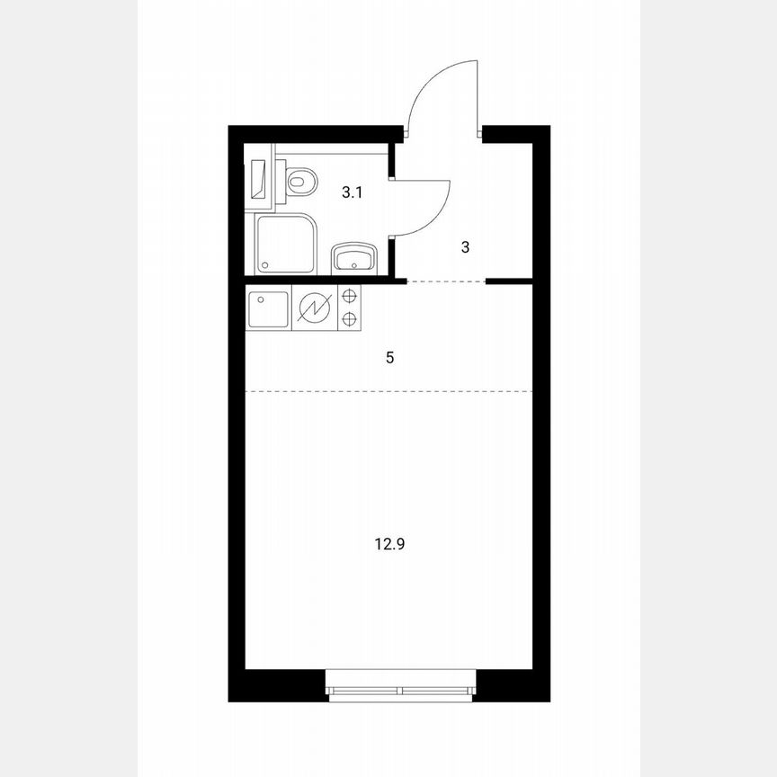 Квартира-студия, 24 м², 3/12 эт.